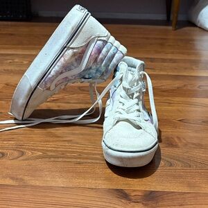 Vans White and Tie-Dye High-Top Sneakers
